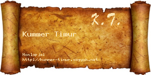 Kummer Timur névjegykártya